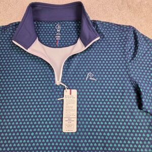 NWT Rhoback Mens Performance Q Zip Pullover The Four Leaf Print Size M
